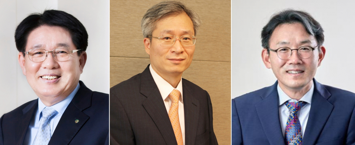 ▲왼쪽부터 이정희 유한양행 사장, 우종수 한미약품 사장, 안재현 보령제약 대표