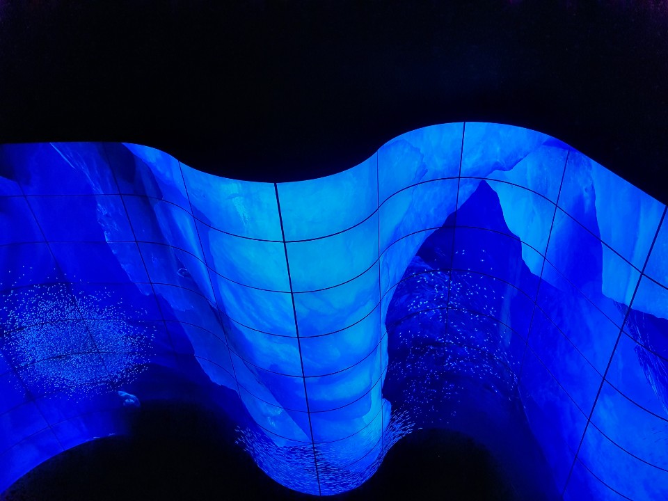 ▲LG전자 CES 전시장 입구에 마련된 초대형 올레드 어트랙트 (사진=송영록)