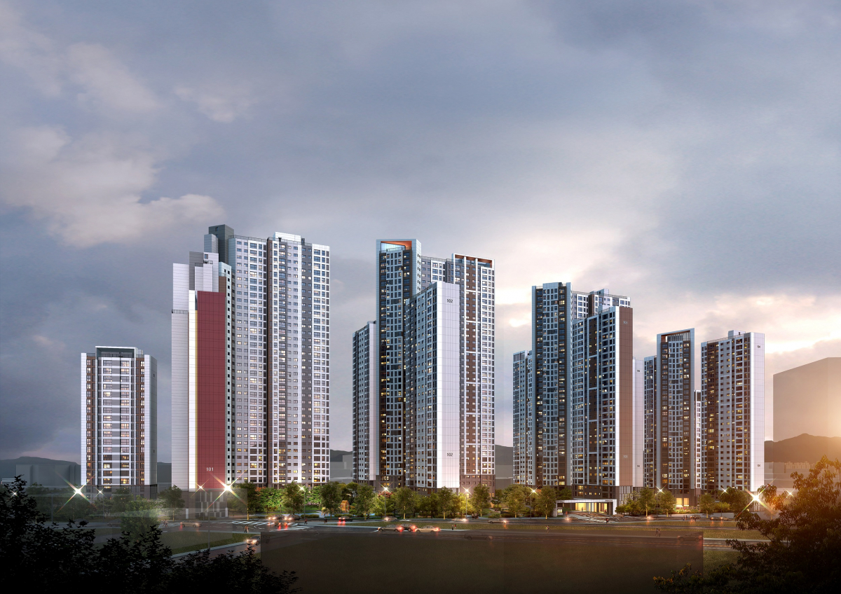 ▲'광명 푸르지오 센트베르' 아파트 투시도.
(자료 제공=대우건설)