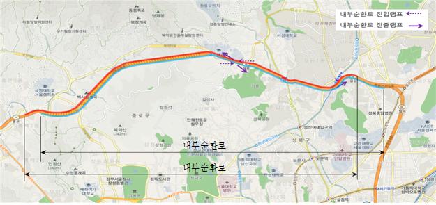 ▲내부순환로 홍지문터널~길음IC 구간 (사진 = 서울시)