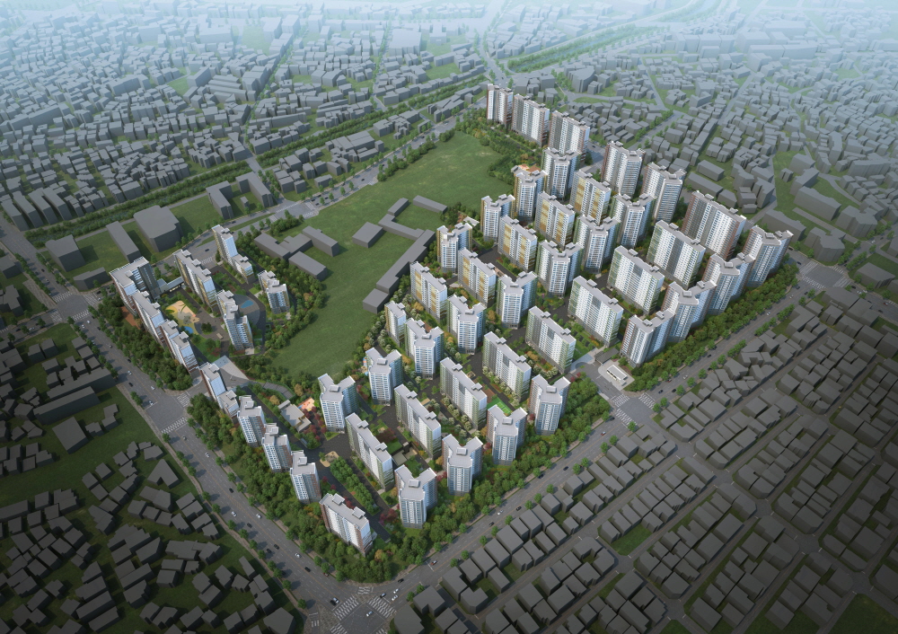 ▲'매교역 푸르지오 SK뷰' 아파트 조감도. (사진 제공=대우건설)