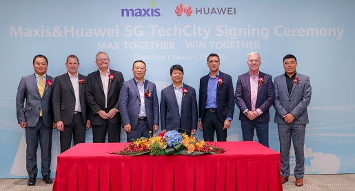 ▲화웨이와 말레이시아 이동통신사 맥시스(Maxis)가 화웨이 선전시 본사에서 양해각서(MOU)를 체결했다. (화웨이 제공)