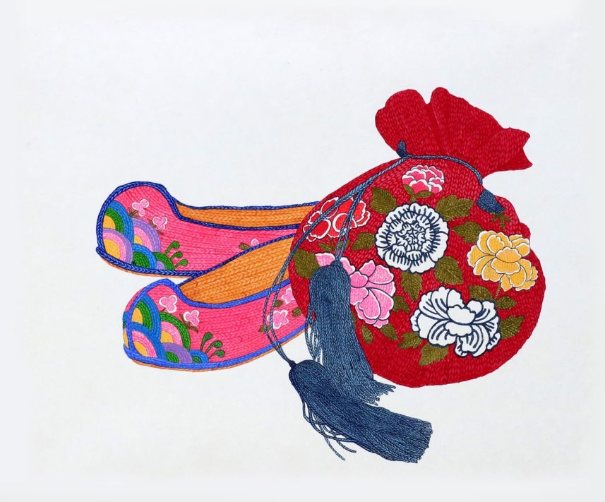 ▲최여진 '女', 장지에 채색, 15.5x37.9cm (사진제공=한국유나이티드제약)