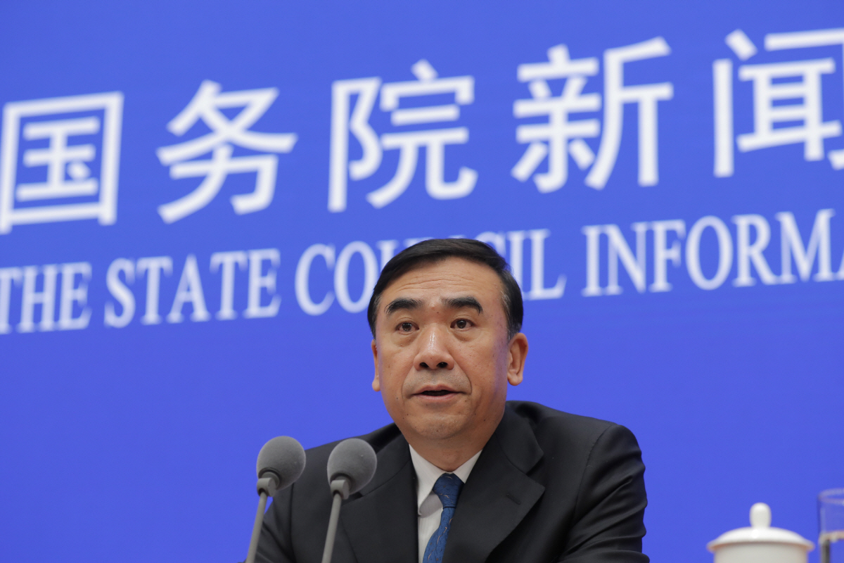 ▲중국 국가위생건강위원회의 리빈 부주임이 22일(현지시간) 베이징에서 ‘우한 폐렴’ 관련 기자회견을 하고 있다. 베이징/EPA연합뉴스
