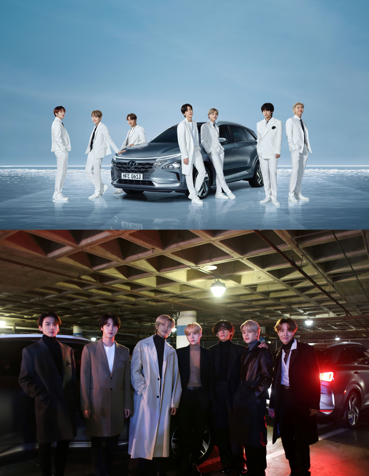 ▲방탄소년단이 26일(현지 시각) 미국 LA 스테이플스 센터에서 개최된 제62회 그래미 어워즈(Grammy Awards) 레드카펫 행사에 수소전기차 ‘넥쏘’를 타고 참석했다.  (사진제공=현대차)