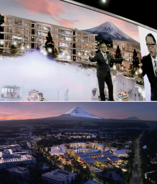 ▲일본 토요타는 자율주행 및 인공지능 등 다양한 첨단기술을 실제로 검증할 가상의 미래 도시 '우븐' 프로젝트를 밝혔다.    (출처=미디어토요타)