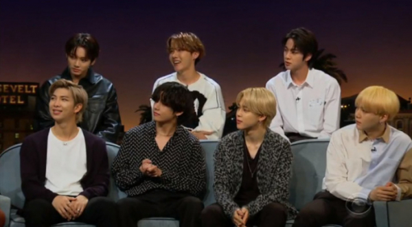 ▲방탄소년단(BTS)(CBS '제임스코든쇼' 방송화면 캡처)