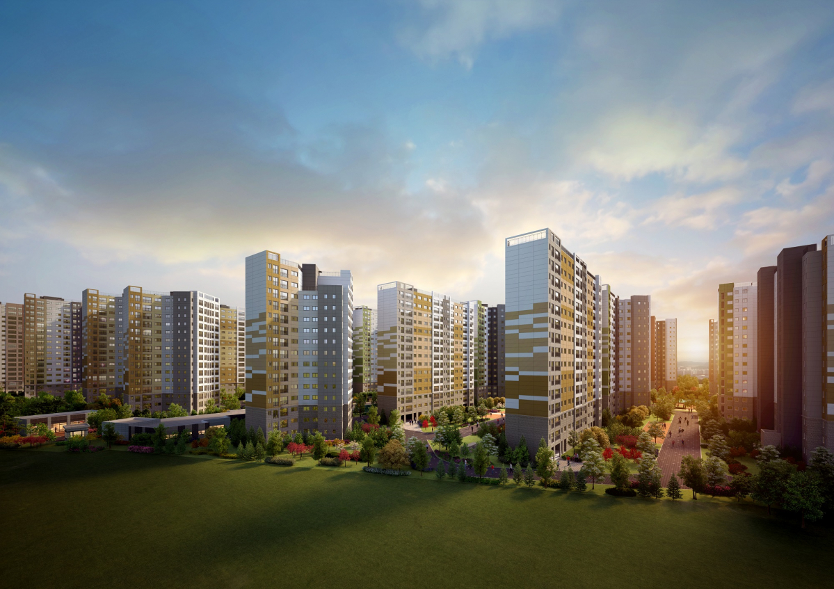 ▲대우건설은 신종 코로나 바이러스 감염증(이하 신종 코로나) 예방을 위해 이달 분양하는 ‘매교역 푸르지오 SK뷰’ 아파트 견본주택을 온라인으로 대체 운영하기로 했다. '매교역 푸르지오 SK뷰' 아파트 투시도. (자료 제공=대우건설)