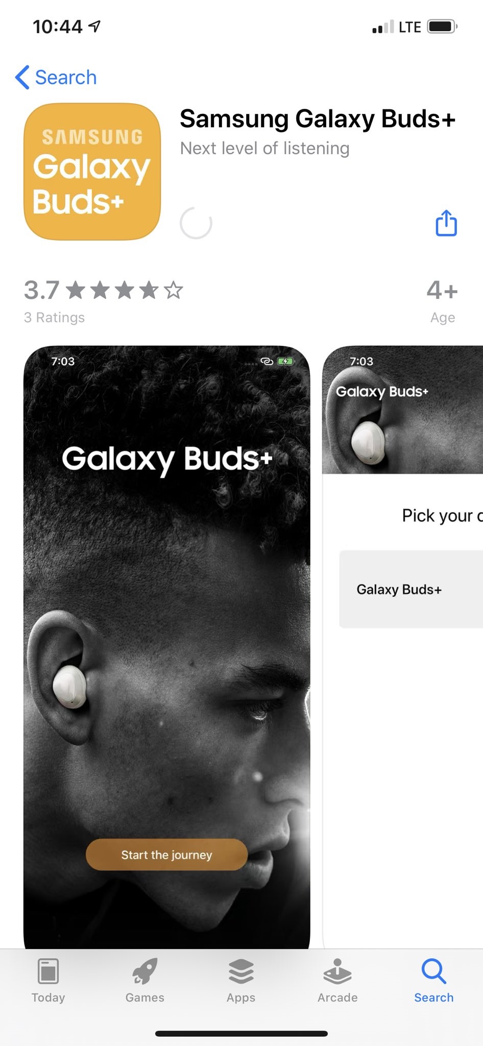 ▲애플 앱스토어에 등장한 갤럭시버즈 플러스 앱.  (맥스 와인바흐 트위터)