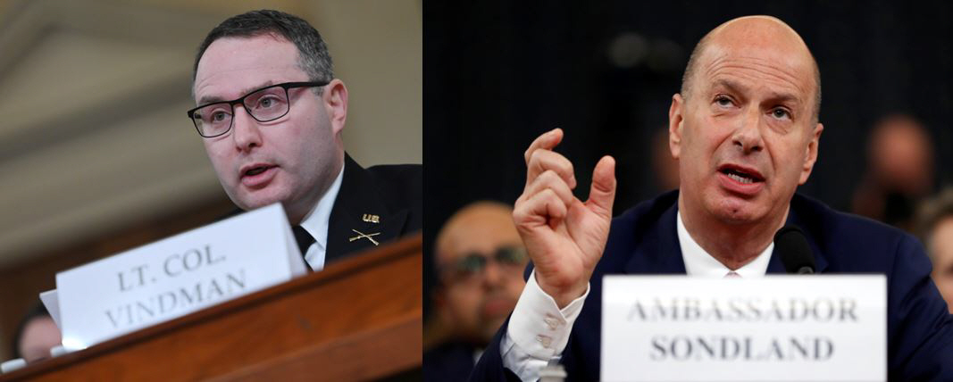 ▲알렉산더 빈드먼 중령(왼쪽)과 고든 손들런드 EU 주재 미국 대사. AFP.AP연합뉴스