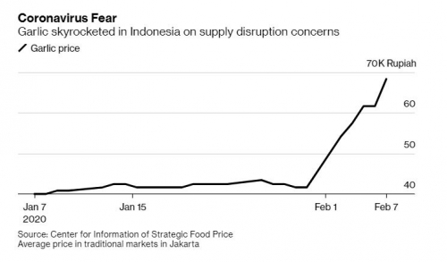 ▲인도네시아 마늘 가격 추이. 출처 블룸버그통신
