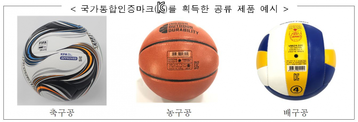 ▲국가통합인증마크를 획득한 공류 제품 예시 (사진제공=국가기술표준원)