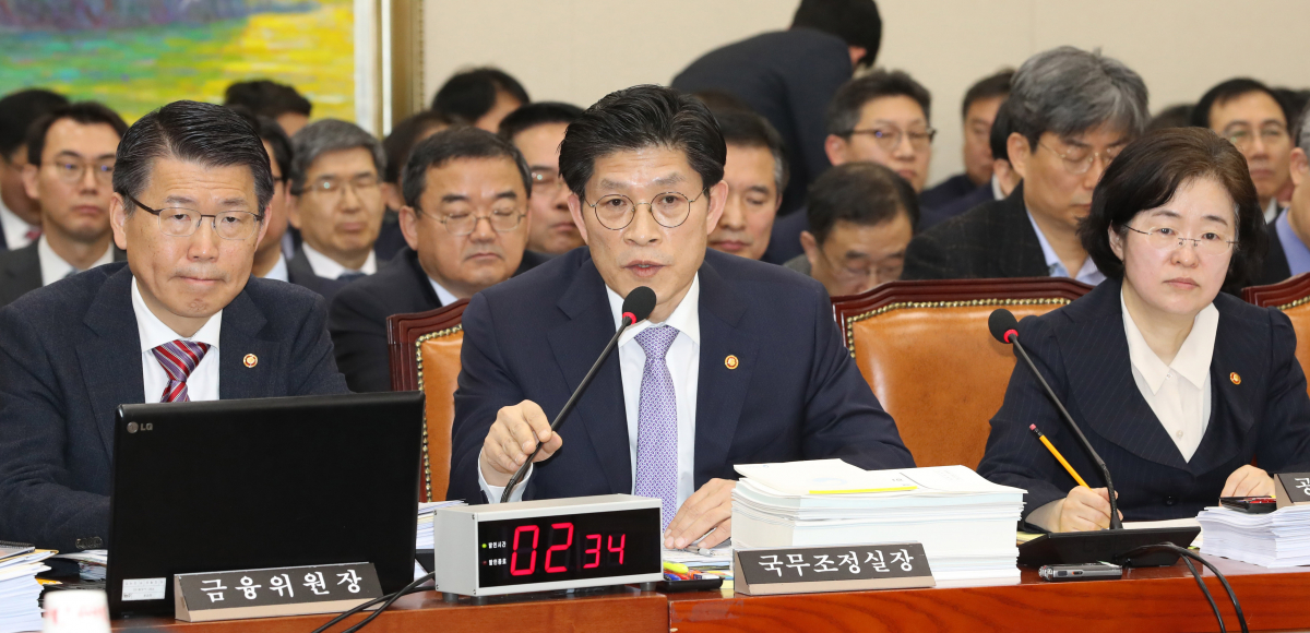 ▲노형욱 국무조정실장이 20일 오전 서울 여의도 국회에서 열린 정무위원회 전체회의에서 신종 코로나바이러스 감염증 대책에 대한 의원질의에 답변하고 있다. (연합뉴스)