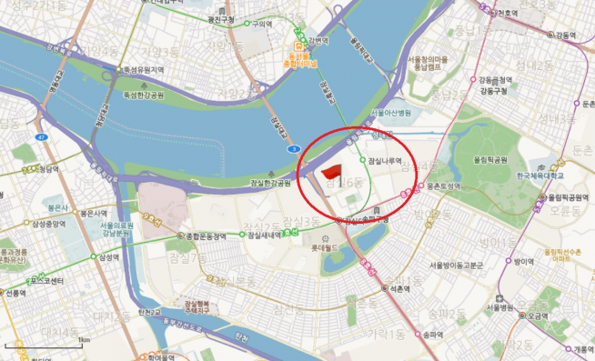 ▲잠실 장미아파트 위치도. (서울시.)