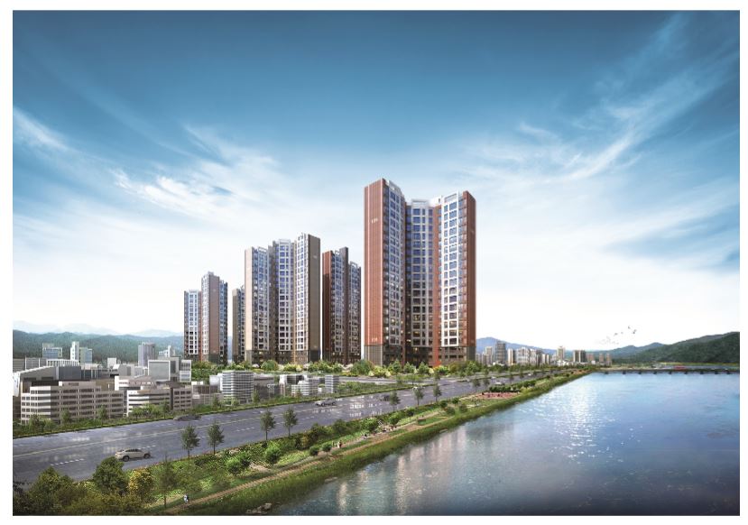 ▲강원도 인제군 일대에 들어서는 '인제 라온 프라이빗' 아파트 조감도.  (사진제공=라온건설)