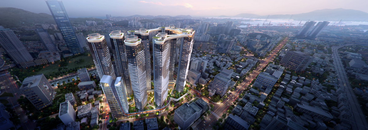 ▲현대건설은 부산 범천1-1구역 재개발조합에 '힐스테이트 아이코닉'을 제안하며, 부산의 새 랜드마크로 만들겠다고 밝혔다. 사진은 '힐스테이트 아이코닉' 조감도.  (자료 제공=현대건설)