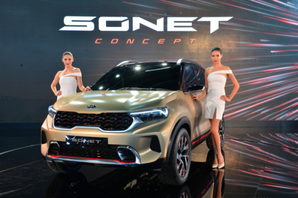▲기아차가 인도 델리모터쇼를 통해 현지 전략형 엔트리급 SUV 콘셉트 '쏘넷'을 공개했다. 올 하반기 양산형을 선보인다는 계획이다.  (사진제공=기아차)