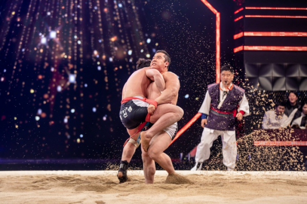 ▲‘씨름의 희열’ 윤필재 VS 허선행(사진제공=KBS 2TV)