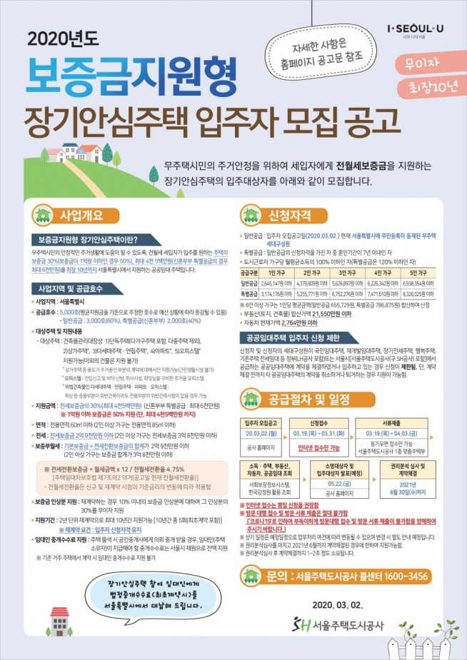 ▲장기안심주택 입주자 모집 공고 포스터 (사진 = 서울시)