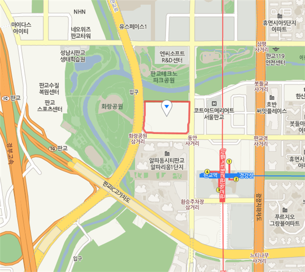 ▲경기 성남시 분당구 삼평동 '판교구청 부지' 위치도. (자료 제공=성남시)