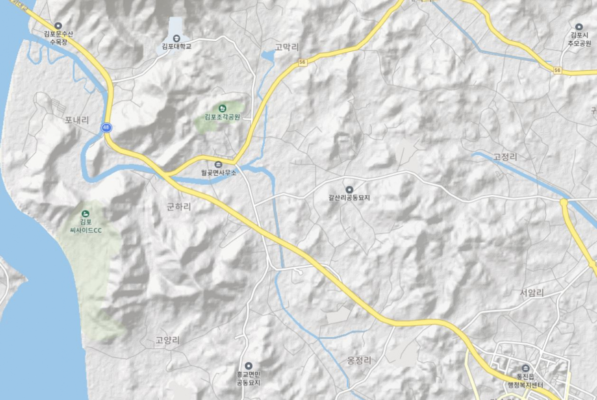 ▲국도 48호선 김포시 통진읍~강화대교 지도. (출처=네이버지도)