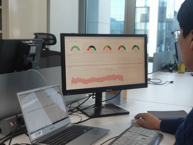 ▲메트론사의 솔루션을 활용해 국내 산업체에서 에너지사용 상황을 파악하고 효율점을 찾는 시범서비스를 이용하고 있다. (사진제공=SK가스)