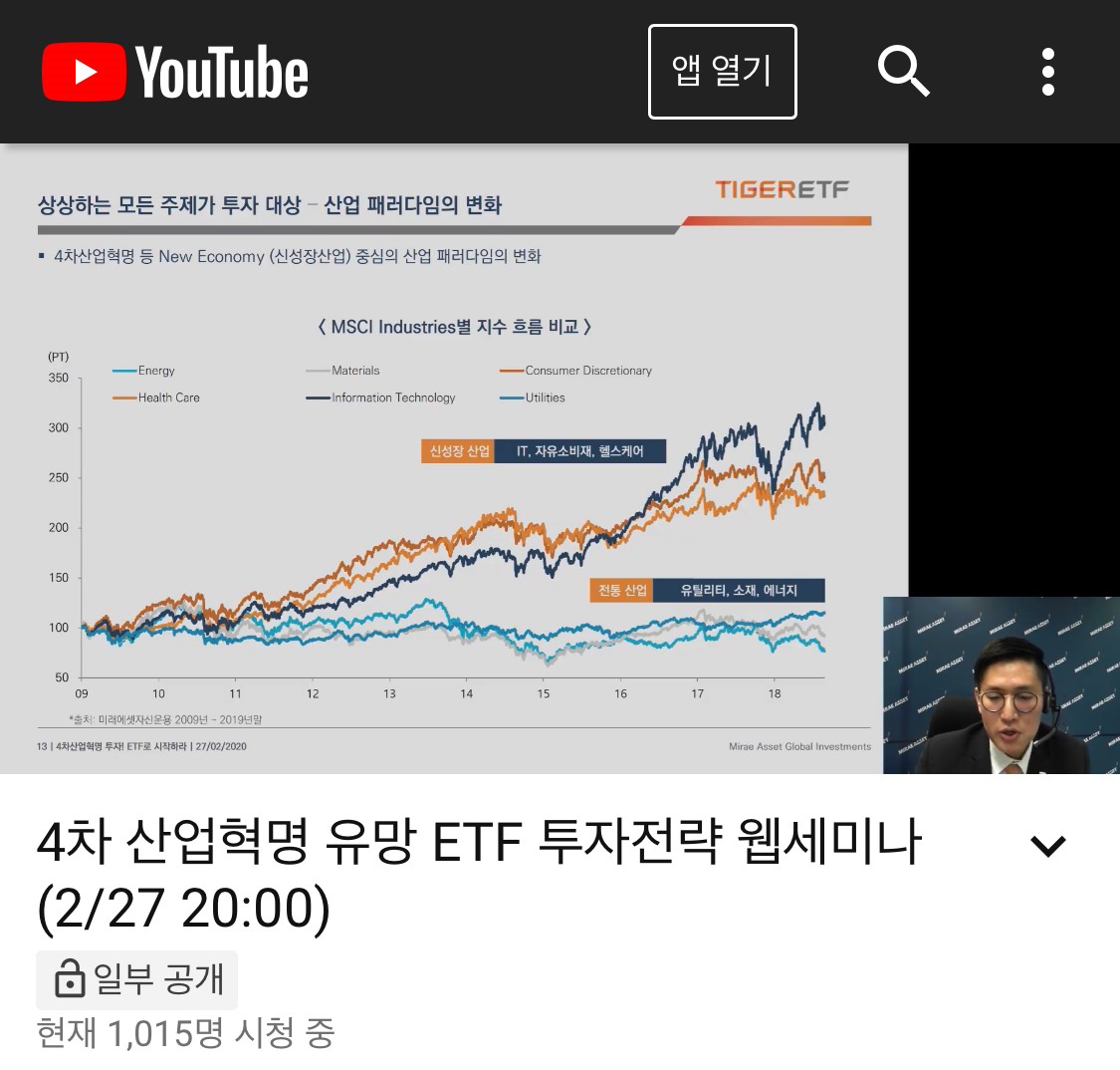 ▲지난달 27일 유튜브 방송으로 진행된 NH투자증권 웹세미나 캡쳐 화면. (이미지=NH투자증권)