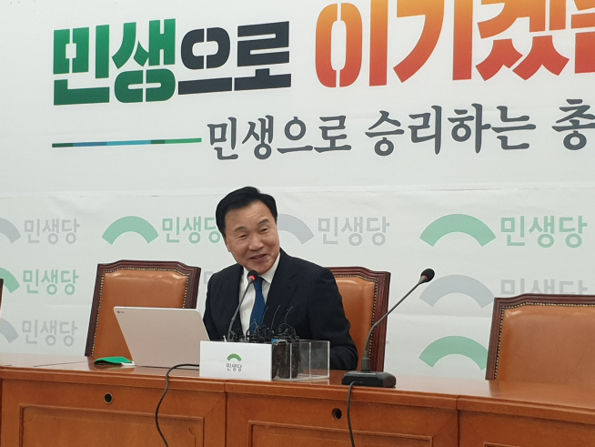 ▲31일 국회에서 열린 기자간담회에서 손학규 민생당 상임선거대책위원장이 발언하고 있다.  (이주혜기자(winjh@))