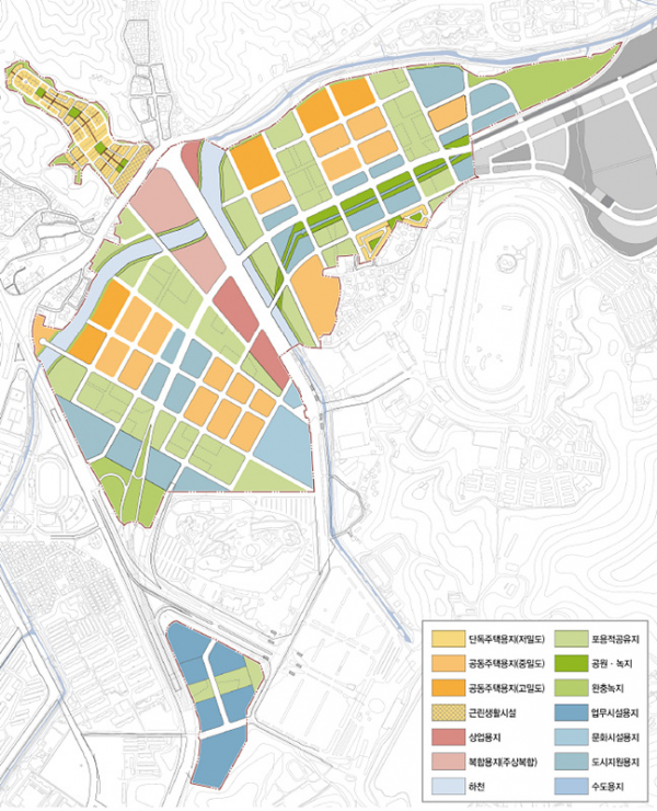 ▲시아플랜건축사사무소 컨소시엄이 제안한 과천신도시 토지이용계획도. (자료 제공=한국도시주택공사(LH))