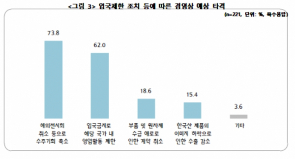 ▲입국 제한 조치 등으로 예상되는 피해 (자료제공=중기중앙회)