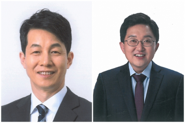 ▲윤건영 더불어민주당 후보(왼쪽), 김용태 미래통합당 후보(오른쪽)