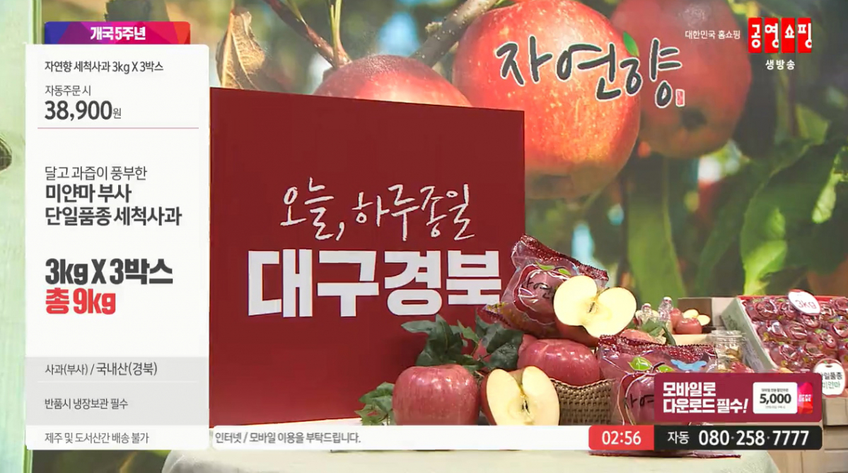 ▲'힘내라 대구경북' 특별방송 당시 모습. (사진제공=공영쇼핑)