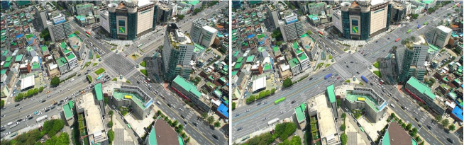 ▲천호교차로 현황공사 전ㆍ후 (사진 = 서울시)