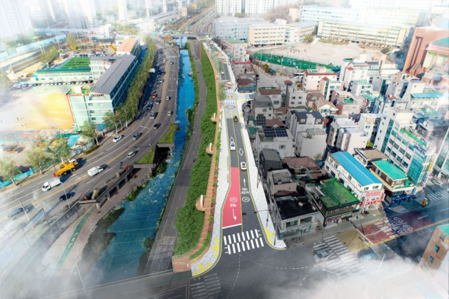 ▲노원구가 월계동 광운대 앞 장월교부터 벼루말교까지 광운로1길 일대를 보행자 중심의 거리로 조성한다.(조감도) (사진 = 노원구)