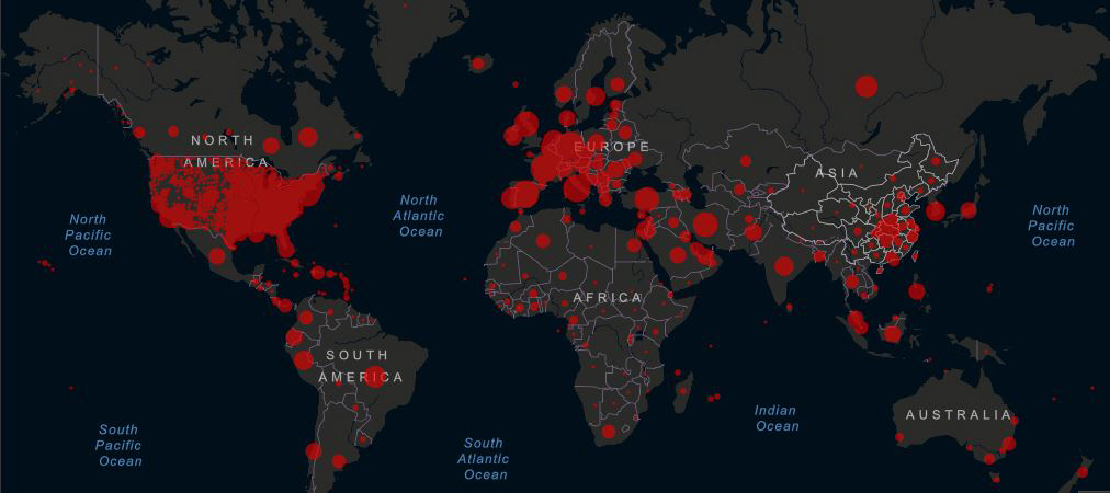▲코로나19 발병 현황. 출처 미 존스홉킨스대