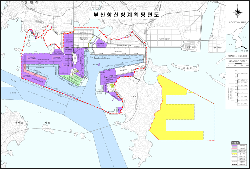 ▲부산항 신항 계획 평면도. (출처=해양수산부)