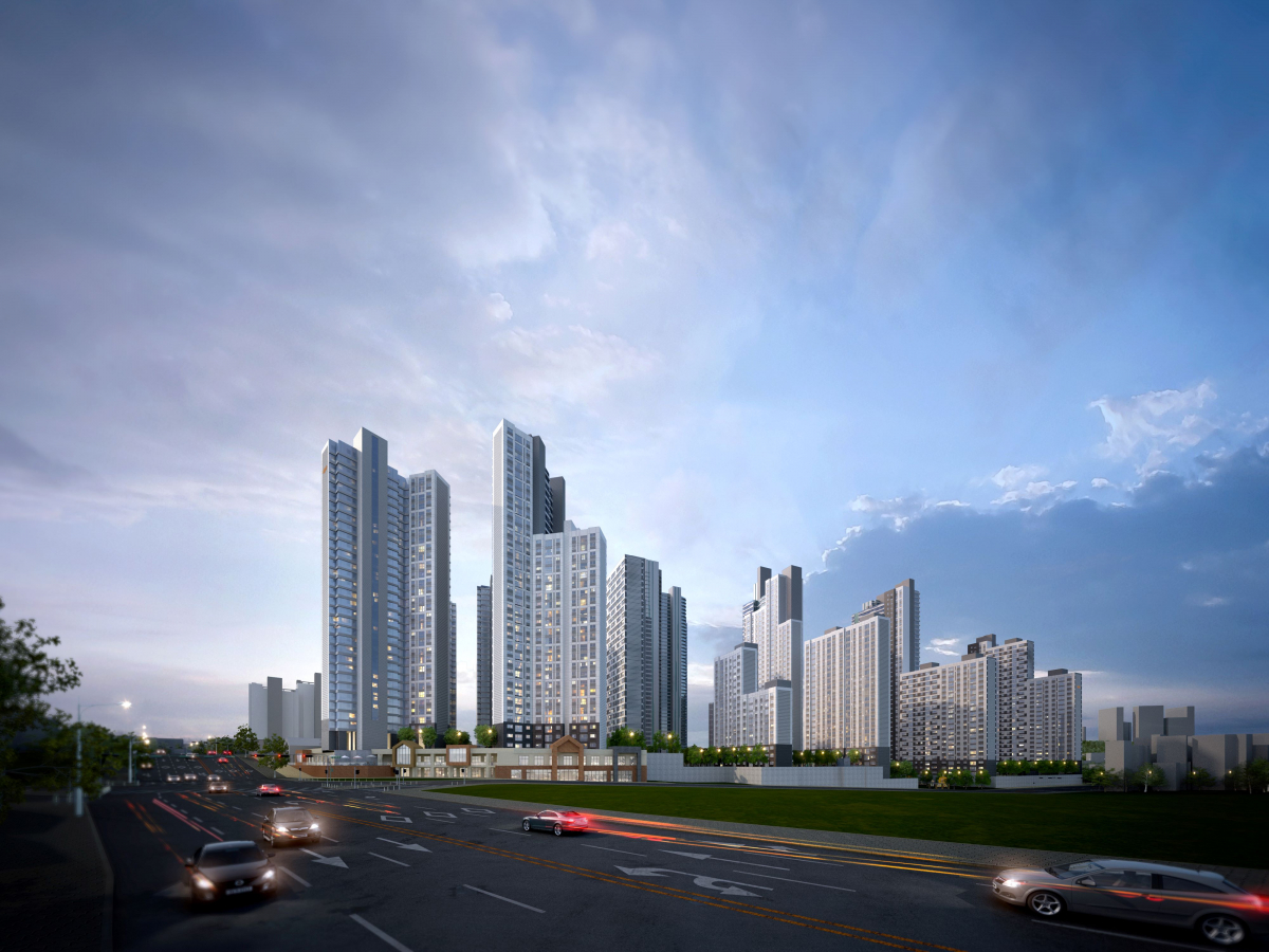 ▲인천 동구 금송구역 재개발 단지 측면 투시도. (삼호)