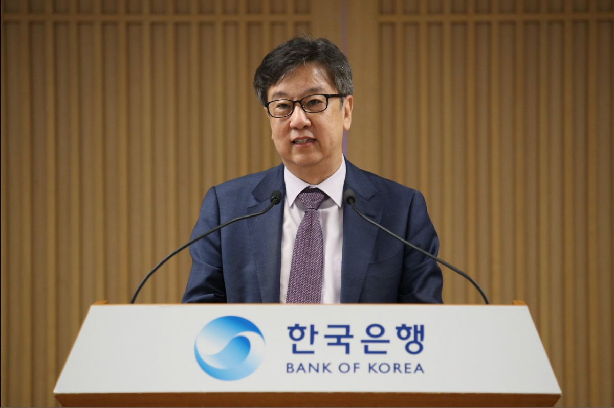 ▲조동철 금융통화위원회 위원이 20일 서울 중구 한은 본관에서 열린 금통위원 이임식에서 인사말을 하고 있다. (사진제공=한국은행)