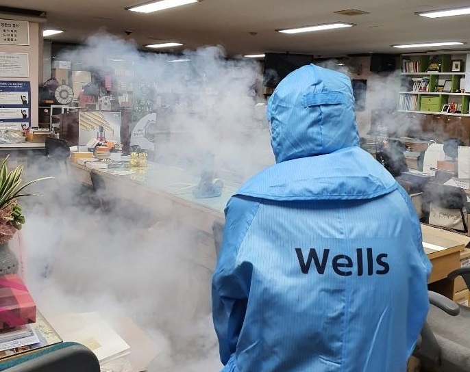 ▲웰스 에어살균 서비스가 진행되는 모습. (사진제공=웰스)