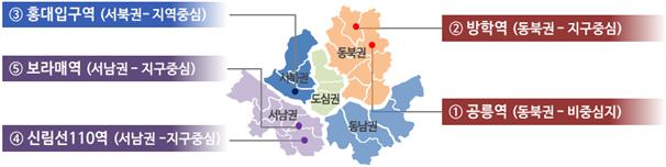 ▲역세권 활성화 사업 5개 시범사업지 (사진 = 서울시)