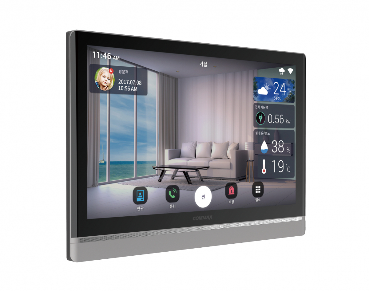 ▲카카오엔터프라이즈의 인공지능 기술 ‘KaKao I’ 플랫폼을 적용한 AI 월패드.