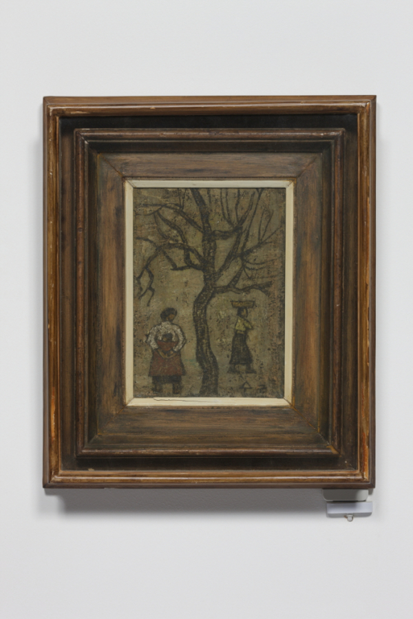 ▲나무와 두여인(강원도 양구 박수근 미술관제공) 유채,27x19.5cm,1950년대 중반(사진 강원도 양구군 박수근 미술관)