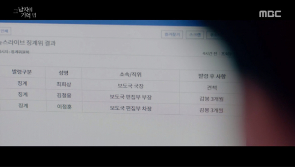 ▲견책(사진=MBC '그남자의 기억법' 방송화면 캡처)