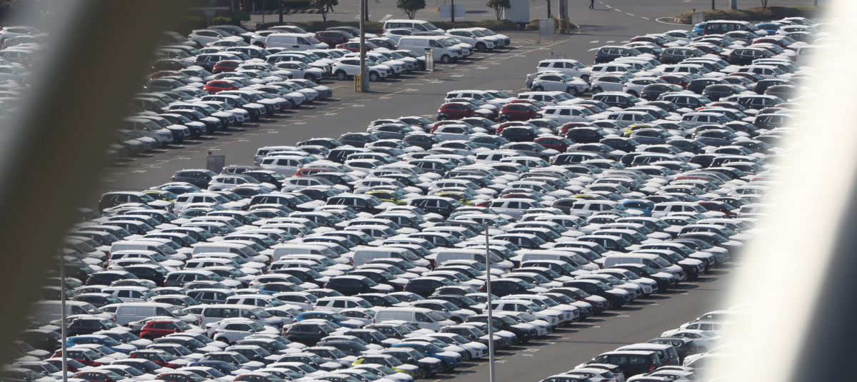 ▲현대자동차 현대차 울산공장 야적장에 완성차들이 대기하고 있는 모습. (연합뉴스)