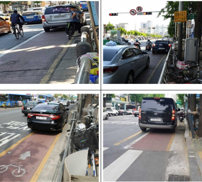 ▲자전거 전용차로 통행위반 사진. (출처=서울시)