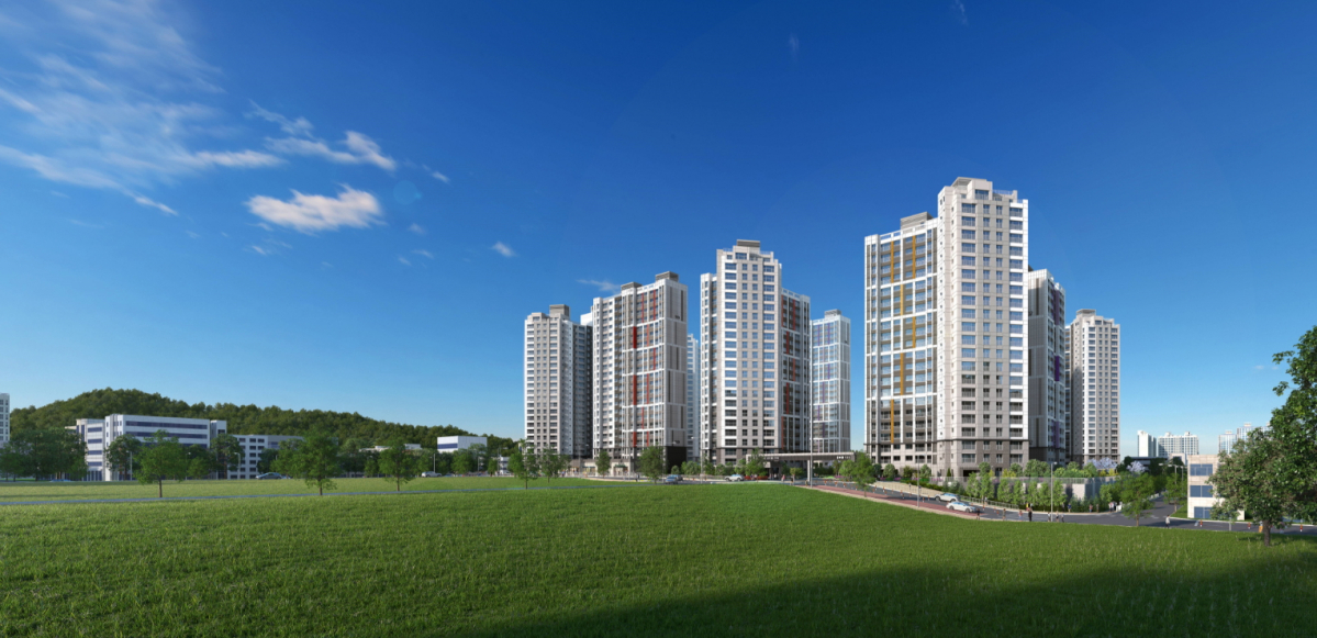 ▲금호산업이 전북 군산시 나운동에서 분양하는 '나운 금호어울림 센트럴' 투시도. (자료 제공=함스피알)