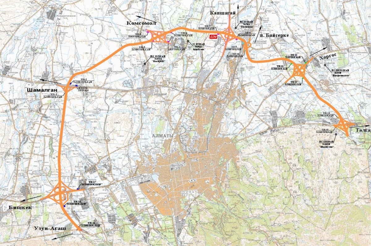 ▲한국도로공사가 16년간 운영·유지를 맡은 카자흐스탄 알마티 순환도로 노선도. (출처=한국도로공사)