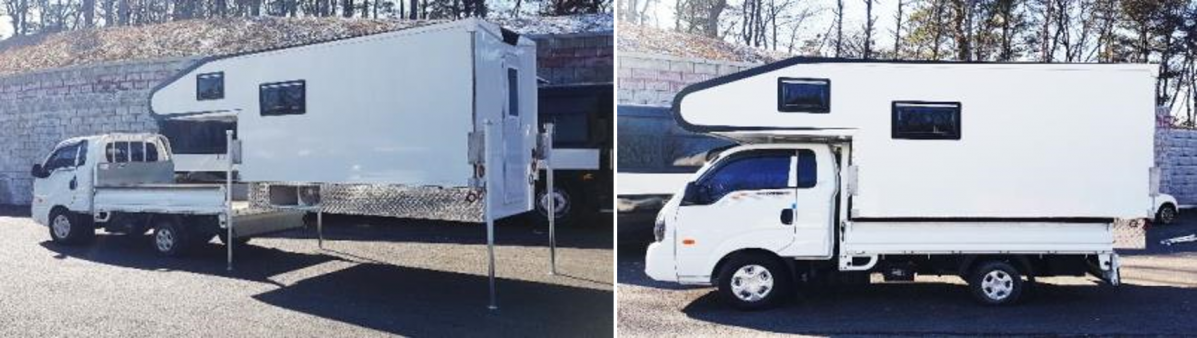 ▲1톤 트럭에 설치된 캠퍼  (사진제공=국토부)