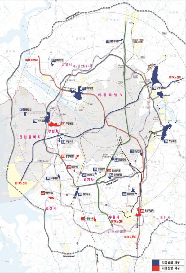 ▲수도권 30만호 공공택지지구 위치도. (국토교통부)