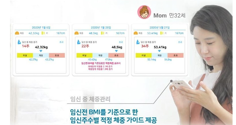 ▲ ‘블루케어 스마트 체중계’ 앱 내용 (블루케어)